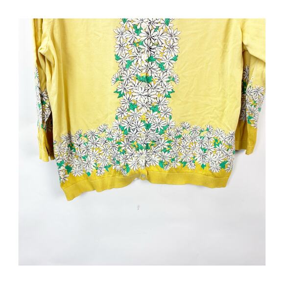 Talbots Daisy Floral Cardigan XL Women Yellow 3/4 Sleeve Button‑Front - Picture 4 of 9
